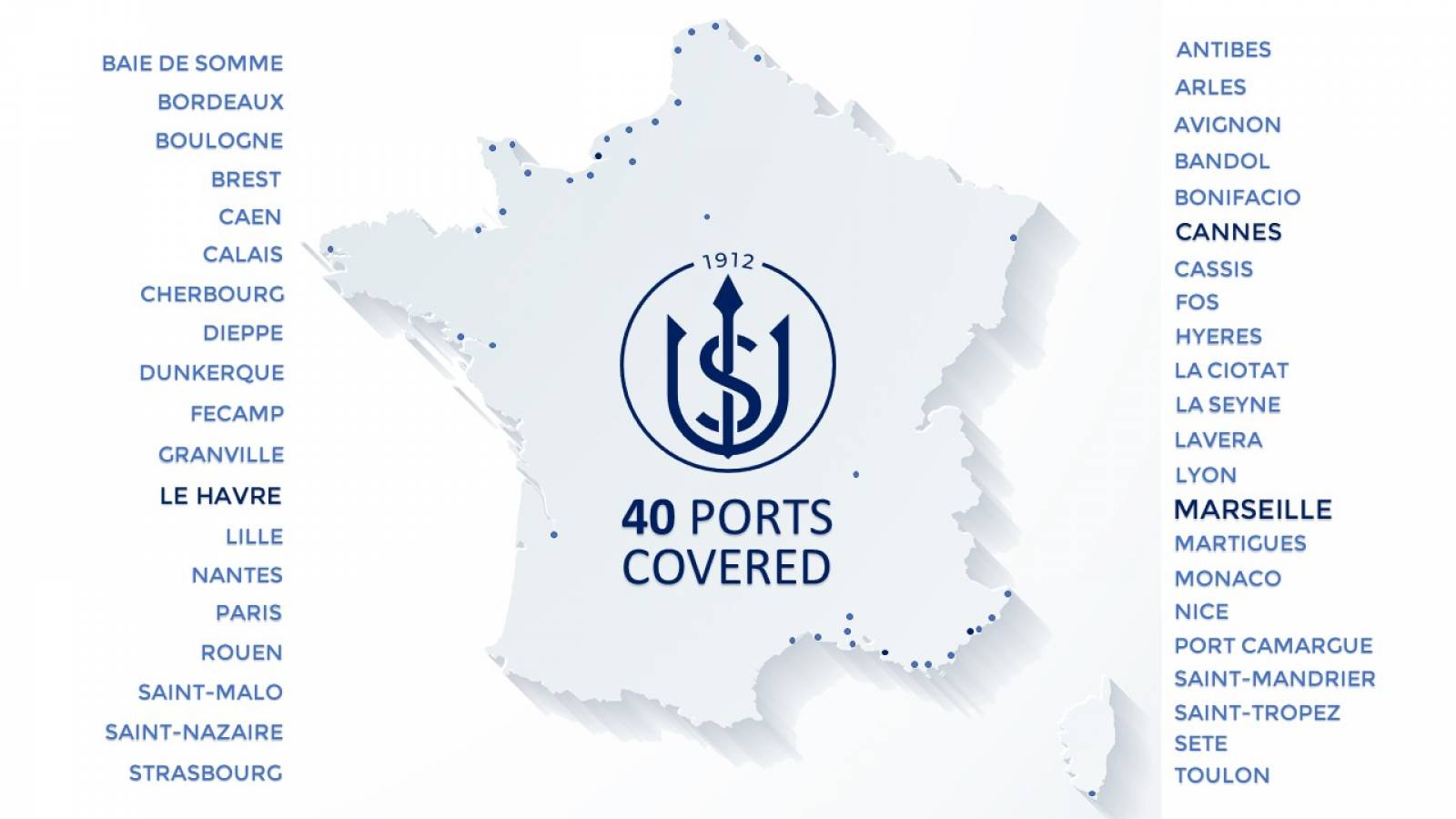 delivery and service in 40 ports